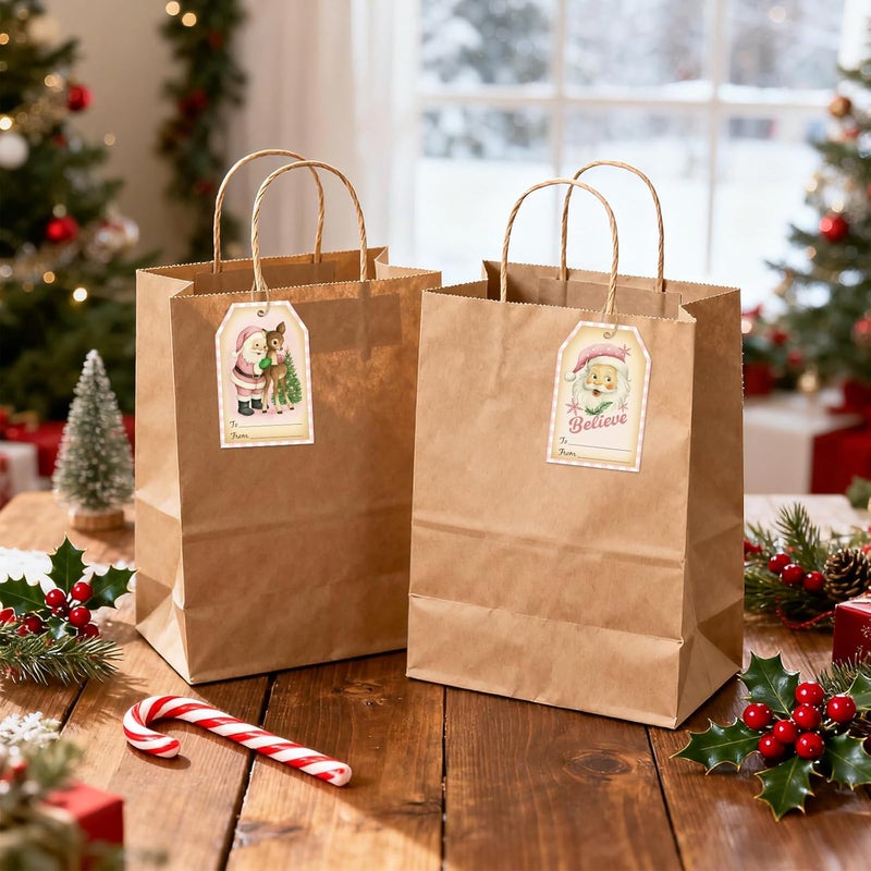 g2plus 50PCS Christmas Gift Tags - 5 Styles Pink Buffalo Plaid Christmas to from Tags with String for Holiday Wrapping, DIY Crafts, New Year Party Favors（3.3x2.2in） - Image 4